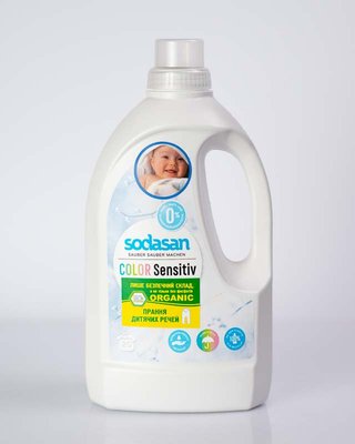 Органічний рідкий засіб для прання Sodasan Color-sensitiv для чутливої ​​шкіри та дитячої білизни 1,5 л 1571 фото